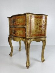 Florentine Nightstand End Table Hall Cabinet Chest of Drawers Gold Gilded Mid Ce
