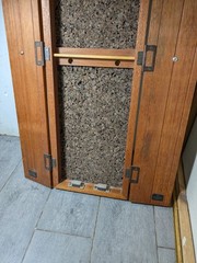 Vintage Rustic Solid Wood Skinny Display Curio Cabinet Memo Cork Board & Doors