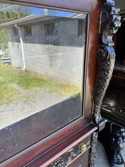 R.J. HORNER CARVED GRIFFIN LIQUOR BAR CABINET