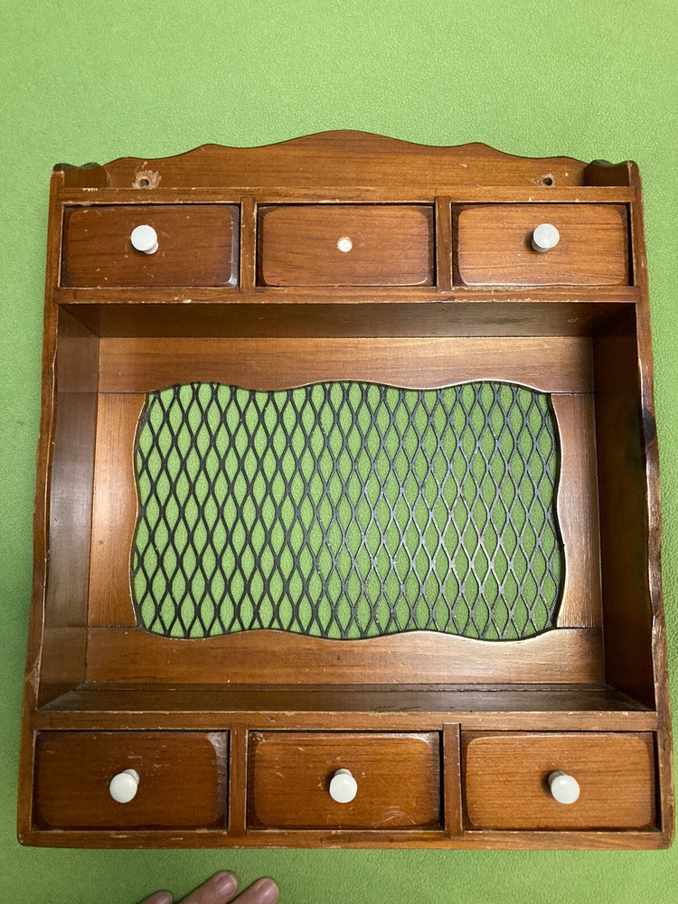 Rack Kitchen Wooden Spice Drawers Vintage Old Cabinet