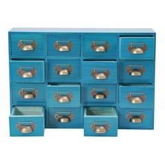 16 Drawers Vintage Tabletop Library Card Catalog Cabinet Apothecary Storage Box