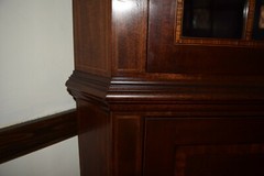 Spectacular Mahogany & inlay Handmade Corner China Cabinet by Potthast Bros.