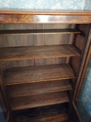 Antique Furniture: Biedermeir Walnut Bookcase China Hutch with glass front doors