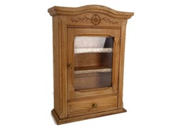 Medicine cabinet, carved wood, etched wood, display cabinet, wall hanging, vinta