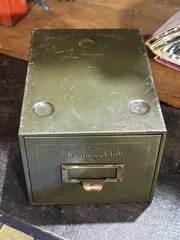 VINTAGE 1920’S O.A. CO. CHRISTMAS CLUB METAL CARD CATALOG FILE CABINET Green