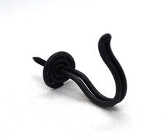 Antique style Hooks Black matt galvanised finish with attached fixing Pack 1/2/3