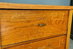 Antique Flat File Wood Apothecary Cabinet Store Counter Kitchen Island Vintage