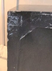 Scarce Vintage Chinese Black Lacquered Painted 2 Door Cabinet 20″x 12″X 11″