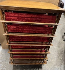 LARGE OAK RUSSELL & SONS RIBBON CABINET