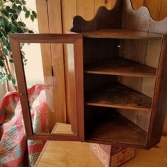 Antique c.1840 WALNUT Hanging Corner Cupboard Pennsylvania Primitive PIE SAFE