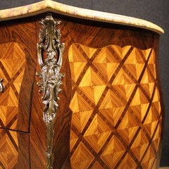 French inlaid commode furniture dresser 2 drawers Louis XV style marble 900