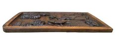 French Antique Architectural Romantic Peasant Scene Carved Wood Wall Panel 19th