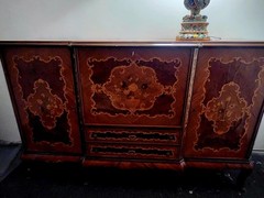 20th Century Antique Wood Cabinet with Marquetry Inlay