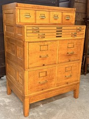 Antique American Quarter-Sawn Oak Stacking Flat File Drawer File Cabinet 1915