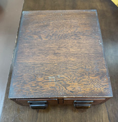Vtg Antique Two (2) Drawer Oak Library Card Catalog Index File Cabinet Wood Box