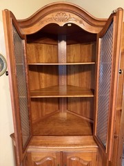 Vintage 2-Piece Corner Hutch / China Cabinet – Solid Wood Storage Cabinet