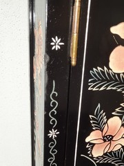 Vintage Chinese Asian Black Lacquer Chinoiserie Cabinet Side Table