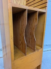 Vintage Art Deco Rustic Wood Mid Century Modern LP Vinyl Record File Cabinet C9