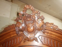 Antique French Renaissance Carved Walnut Wardrobe large Beveled Mirror