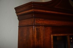 Spectacular Mahogany & inlay Handmade Corner China Cabinet by Potthast Bros.