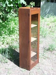 Antique Solid Oak Glass Front Chimney Cabinet Bookcase Display Case Cupboard