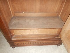 Antique French Renaissance Carved Walnut Wardrobe large Beveled Mirror