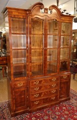 Henredon Aston Court Burl Wood Beveled Glass Bookcase China Cabinet Breakfront