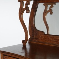 Antique RJ Horner School Carved Oak Swell Front & Mirrored Server C1910