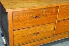 Antique Flat File Wood Apothecary Cabinet Store Counter Kitchen Island Vintage
