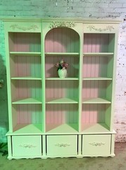 Painted Cottage Shabby Chic French Bookcase / China Hand Made Display Cabinet