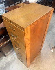 Antique American Tiger Oak Imperial Methods Co 4 Drawer Filing Cabinet 52″