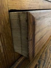 LATE 19TH CENTURY 2 PC Oak BUFFET KITCHEN CUPBOARD HUTCH, drawers, glass doors