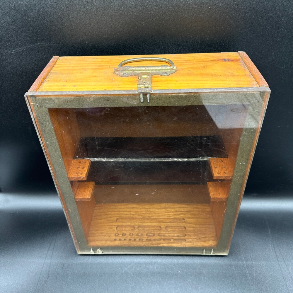 Antique Apothecary Wood Cabinet w/ Weights Slots