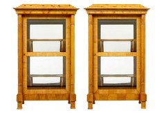 FINE PAIR OF BIEDERMEIER GLAZED ELM DISPLAY CABINETS