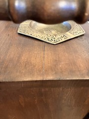 VTG Smoker Cabinet Brass Ashtray 1 Door Wooden Smoking Stand Pipe Humidor