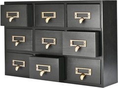 Apothecary Cabinet 9 Drawers Wooden Desktop Organizer for Home Office Jewelry