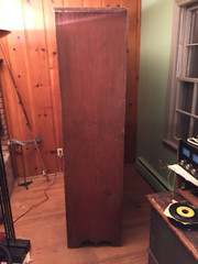 antique country painted cupboard cabinet primitive 1800 pine glass door hutch