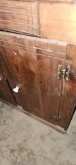 VTG Antique Wood Corner Cabinet China Press Bubble Glass Primitive Knotty Pine