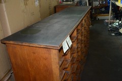 Vintage Antique Oak Front Mail Sorting Open Face Cabinet 78X18.5X44 Inches High