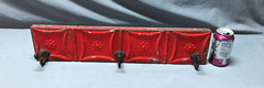 Vintage Decorative Salvaged Red 23″ Tin Ceiling Metal 3 Hook Rack Old 148-25B