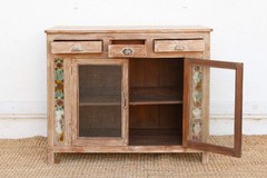 Early 20th Century Reverse Glass Painted Buffet Cabinet