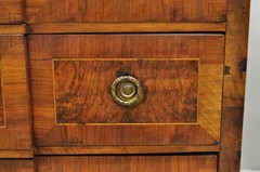 Antique Italian Biedermeier Burr Walnut 3 Drawer Commode Dresser Chest of Drawer