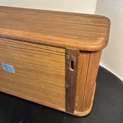 Vintage Mid Century Kalmar Teak Tambour Door Wall Mount Cabinet
