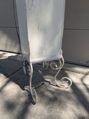 Vintage Shabby Chic French Country Cottage White Curio Display Cabinet Iron Legs