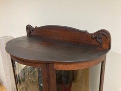 Unique Antique Curved (Bow) Glass China and Curio Cabinet
