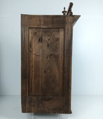 Stunning Antique Corner Cabinet Hand Carved Wood French Breton for right corner
