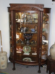 Antique Oak China or Curio Cabinet – Lion heads and claw feet