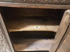 17th Century Charles II English Oak Carved Cabinet Dated 1653