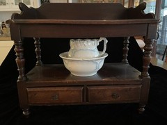 Antique Miniature Period Late 18th Early 19th C Child’s Washstand W/Bowl & Pitch