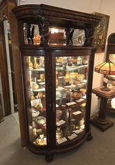 Antique Mahogany Carved Griffon Hooded China Cabinet – RJ Horner – Original